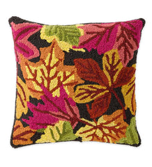 Plow &amp; Hearth Home Accents | Indoor Living Indoor/Outdoor Scattered Leaves Hand Hooked Polypropylene Throw Pillow