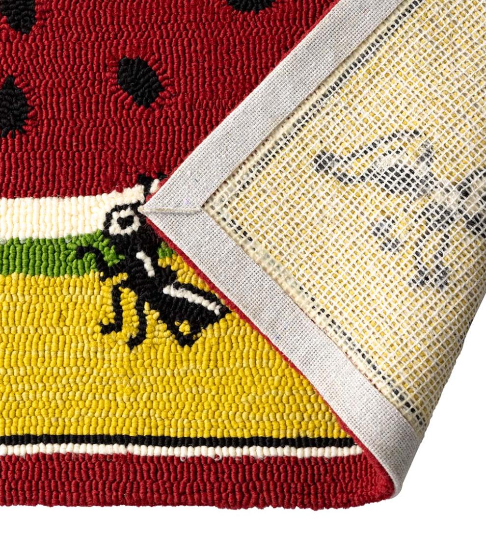 Plow &amp; Hearth Home Accents | Indoor Living Indoor/Outdoor Summer Picnic Ants Hooked Polypropylene Accent Rug