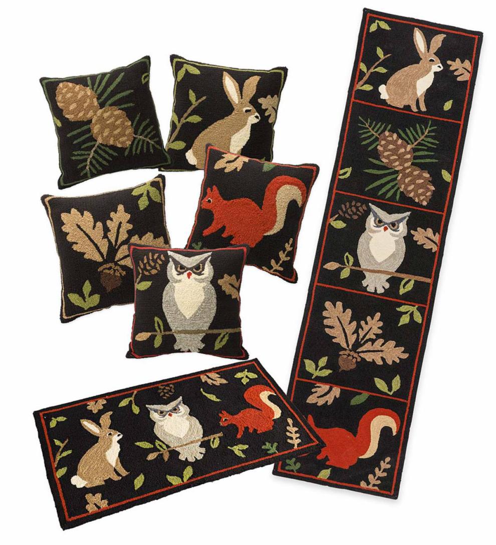 Plow &amp; Hearth Home Accents | Indoor Living Indoor/Outdoor Woodland Throw Pillows And Rugs Set