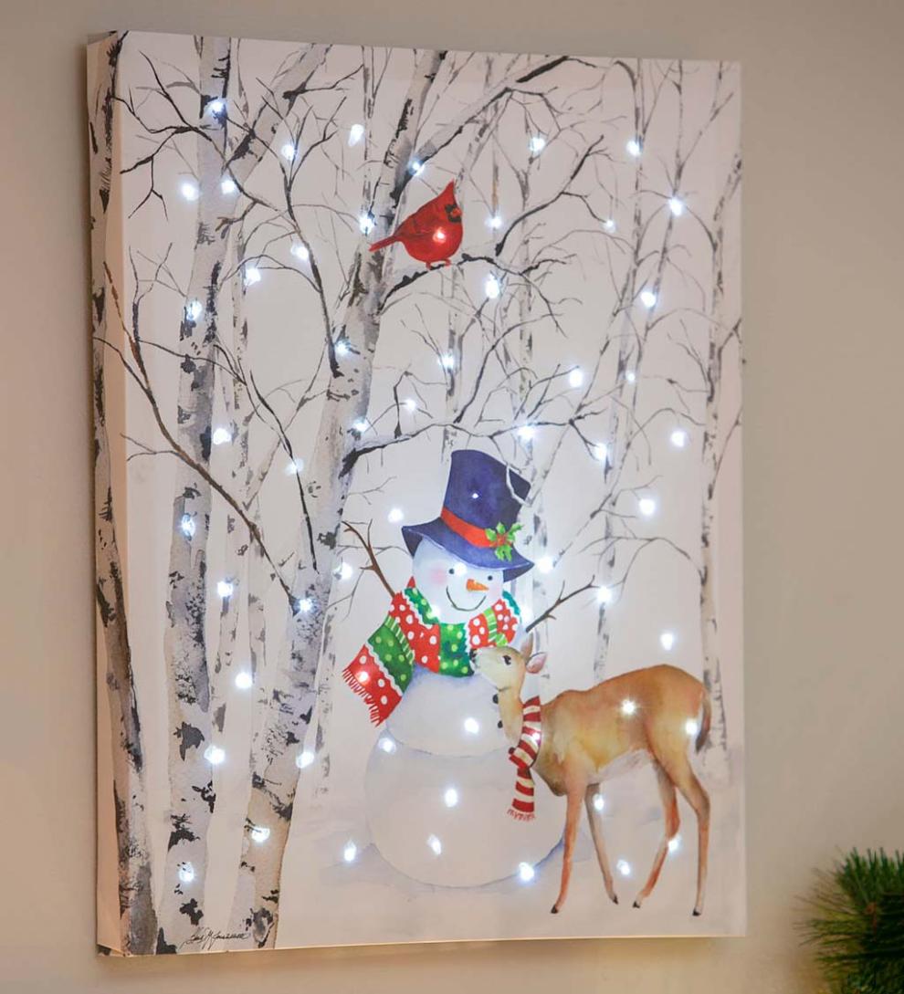 Plow &amp; Hearth Home Accents | Indoor Living Led Joyful Snowman Wall Art