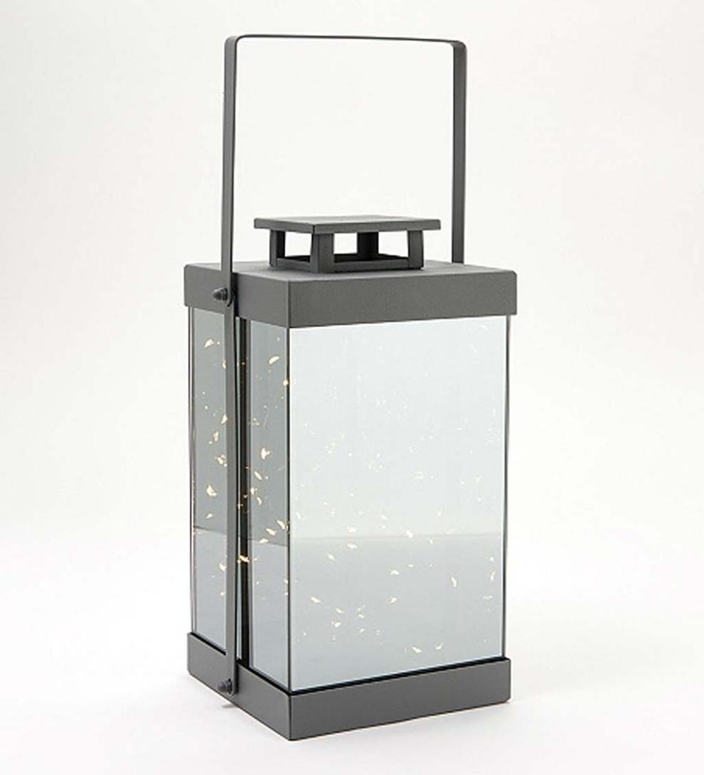 Plow &amp; Hearth Home Accents | Indoor Living Led Mirror Lantern - Gray