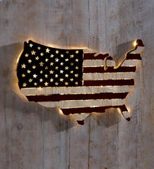 Plow &amp; Hearth Home Accents | Indoor Living Lighted Americana Flag Art