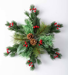 Plow &amp; Hearth Home Accents | Indoor Living Lighted Faux Greenery Snowflake Holiday Accent