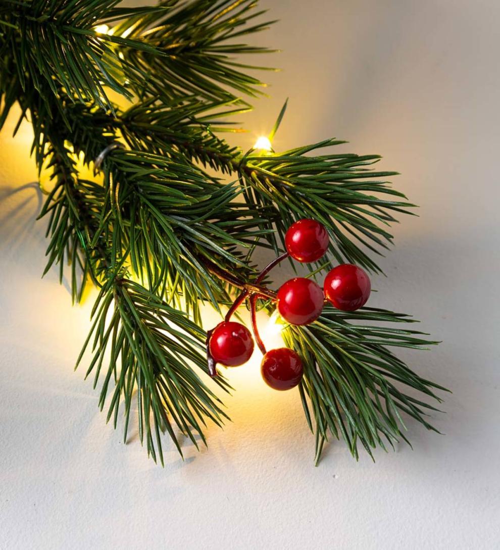 Plow &amp; Hearth Home Accents | Indoor Living Lighted Faux Greenery Snowflake Holiday Accent