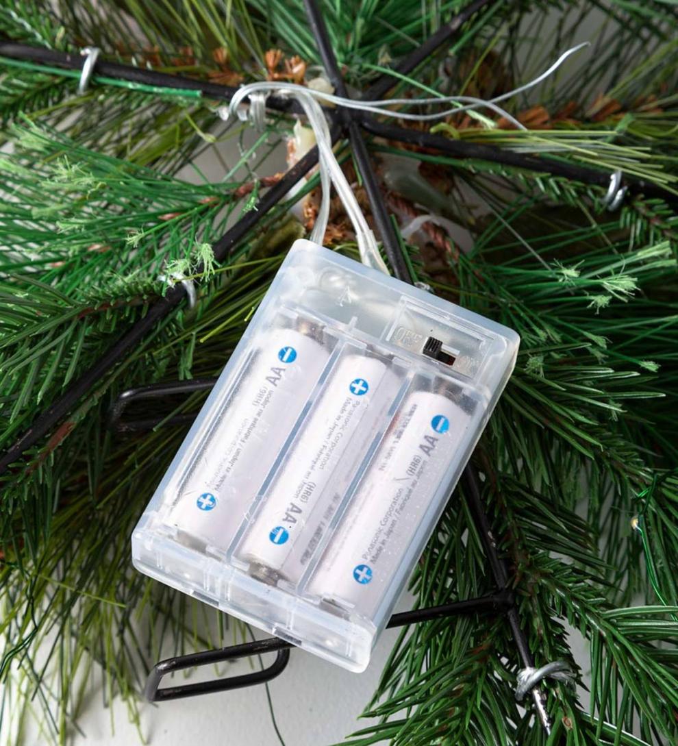 Plow &amp; Hearth Home Accents | Indoor Living Lighted Faux Greenery Snowflake Holiday Accent