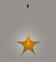 Plow &amp; Hearth Home Accents | Indoor Living Lighted Hanging Fabric Star, Large Gold