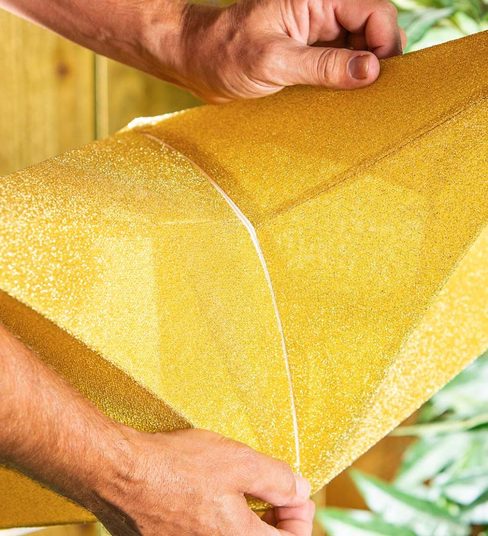 Plow &amp; Hearth Home Accents | Indoor Living Lighted Hanging Fabric Star, Large Gold