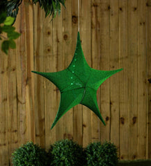 Plow &amp; Hearth Home Accents | Indoor Living Lighted Hanging Fabric Star, Large Green