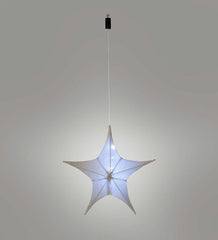 Plow &amp; Hearth Home Accents | Indoor Living Lighted Hanging Fabric Star, Large Silver