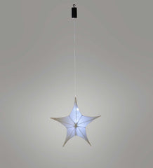 Plow &amp; Hearth Home Accents | Indoor Living Lighted Hanging Fabric Star, Small Silver