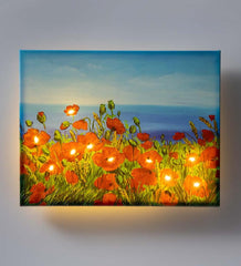 Plow &amp; Hearth Home Accents | Indoor Living Lighted Poppies Outdoor Safe Canvas Wall Art With Timer