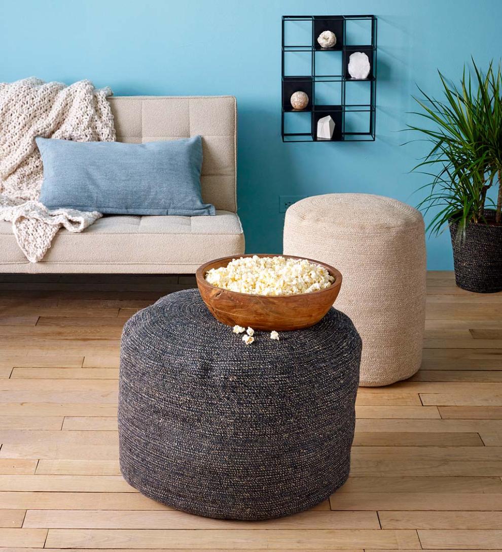 Plow &amp; Hearth Home Accents | Indoor Living Melia Jute Pouf - Black