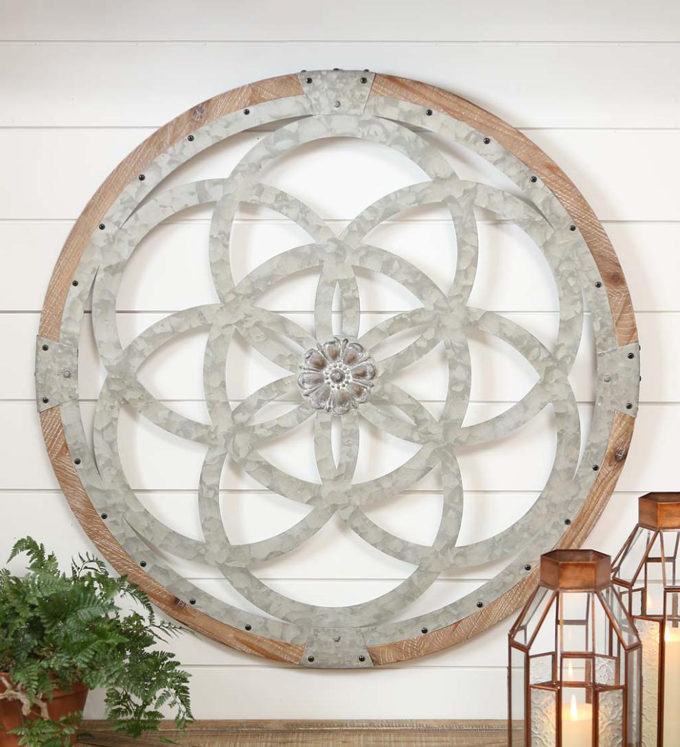 Plow &amp; Hearth Home Accents | Indoor Living Metal And Wood Medallion Wall Art