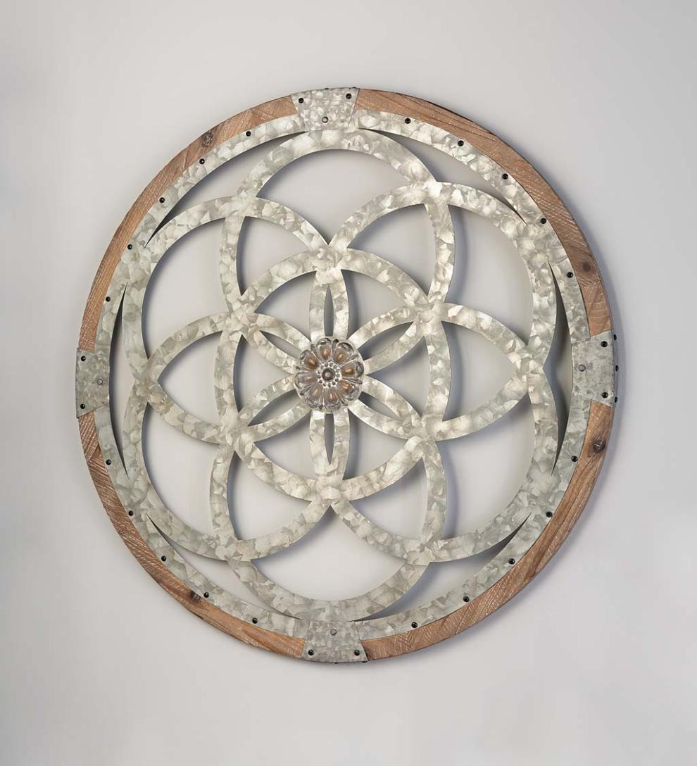 Plow &amp; Hearth Home Accents | Indoor Living Metal And Wood Medallion Wall Art