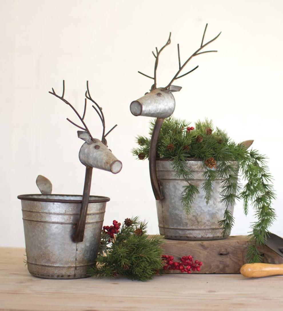 Plow &amp; Hearth Home Accents | Indoor Living Metal Deer Planters, Set Of 2