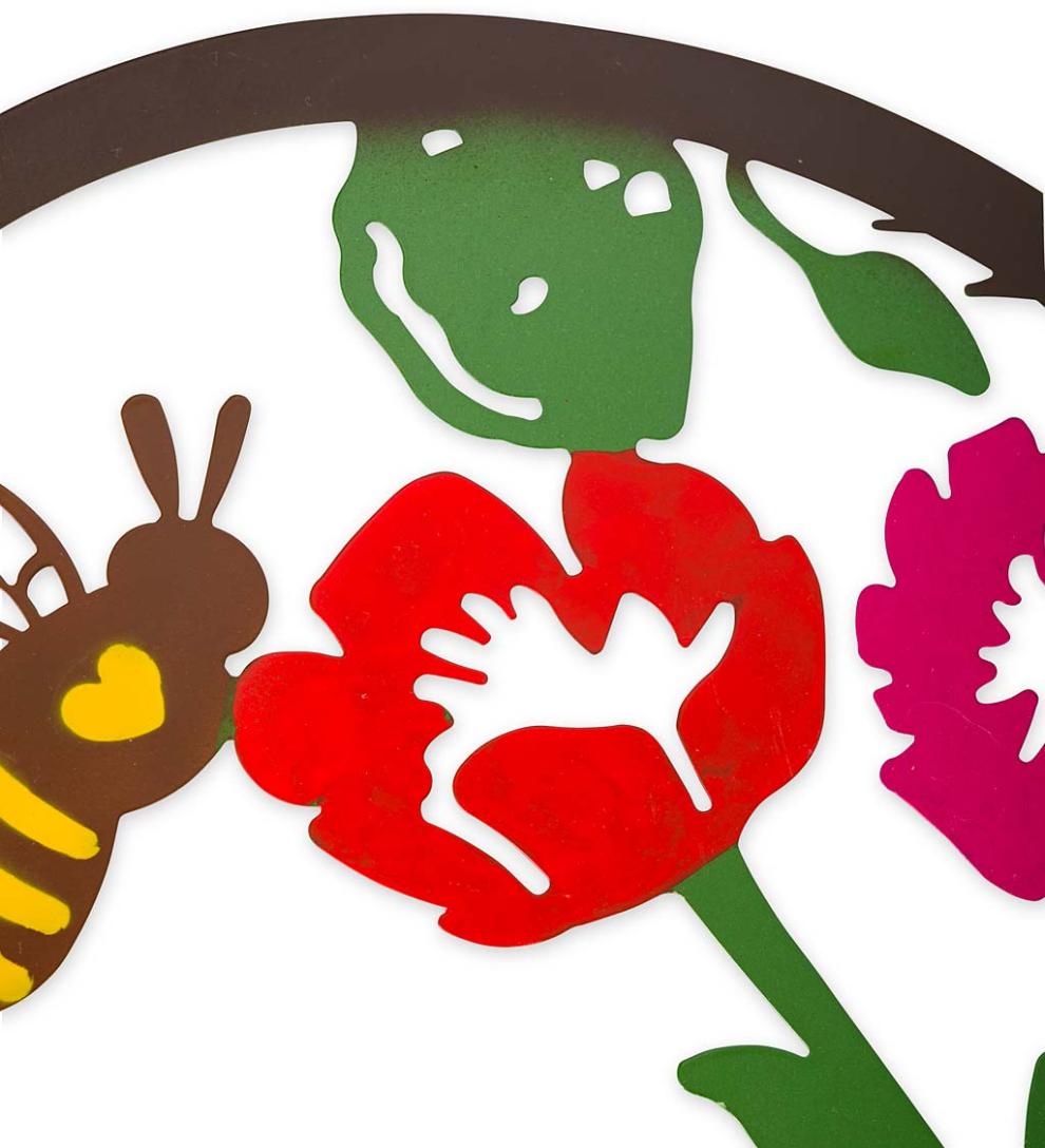 Plow &amp; Hearth Home Accents | Indoor Living Metal Indoor/Outdoor Heart Wall Art With Bees And Flowers