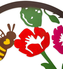 Plow &amp; Hearth Home Accents | Indoor Living Metal Indoor/Outdoor Heart Wall Art With Bees And Flowers