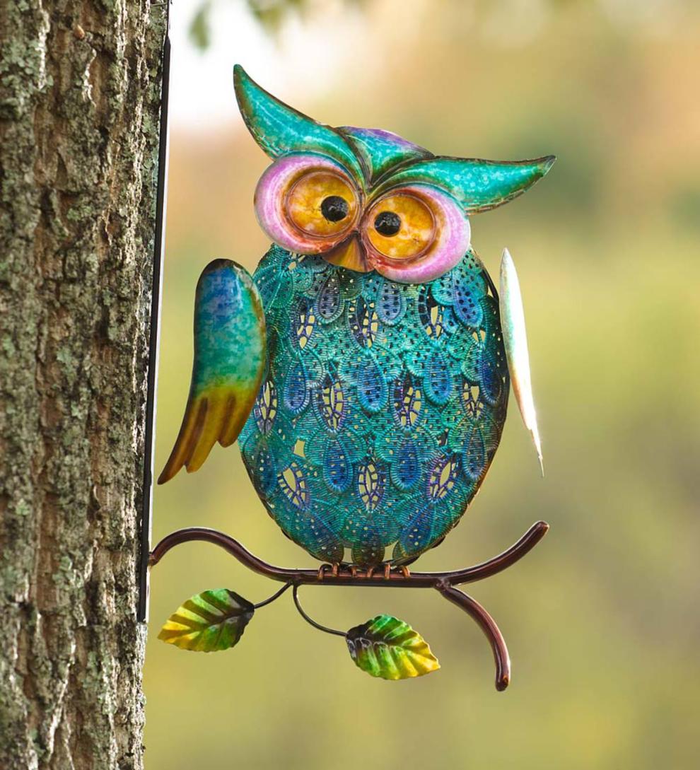 Plow &amp; Hearth Home Accents | Indoor Living Metal Owl On Branch Wall Art