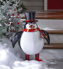 Plow &amp; Hearth Home Accents | Indoor Living Penguin Indoor/Outdoor Bobble Motion Metal Christmas Accent
