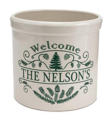 Plow &amp; Hearth Home Accents | Indoor Living Personalized Pine Welcome Stoneware Crock - Black