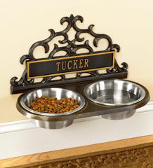 Plow &amp; Hearth Home Accents | Indoor Living Personalized Wall-Mount Pet Feeder - Black With Gold