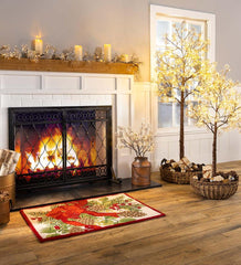 Plow &amp; Hearth Home Accents | Indoor Living Pine Cone And Bow Holiday Bouquet Wool Hearth Rug