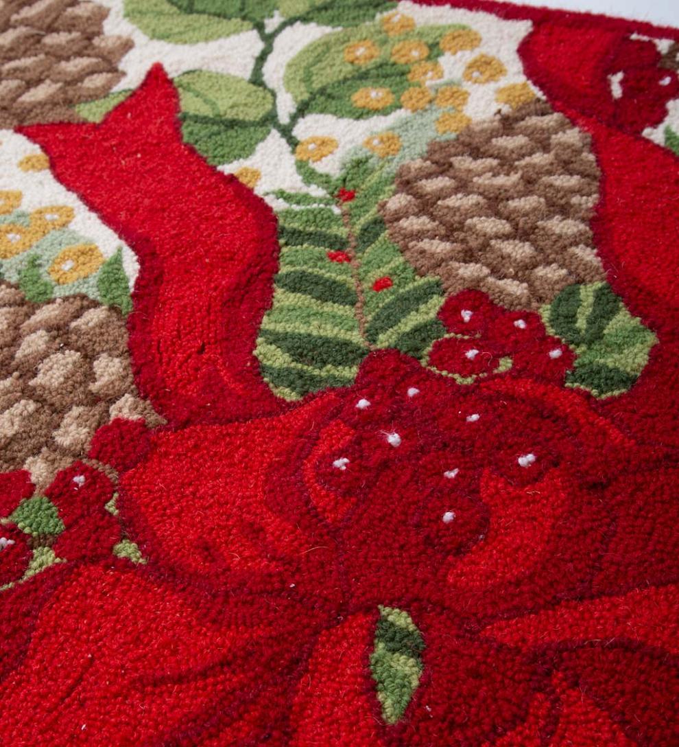 Plow &amp; Hearth Home Accents | Indoor Living Pine Cone And Bow Holiday Bouquet Wool Hearth Rug