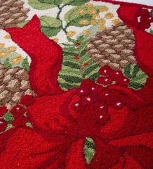 Plow &amp; Hearth Home Accents | Indoor Living Pine Cone And Bow Holiday Bouquet Wool Hearth Rug