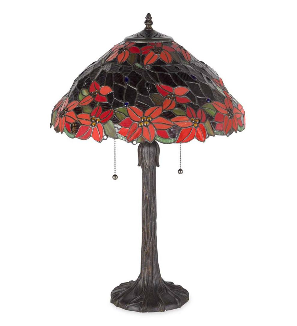 Plow &amp; Hearth Home Accents | Indoor Living Poinsettia Tiffany Table Lamp
