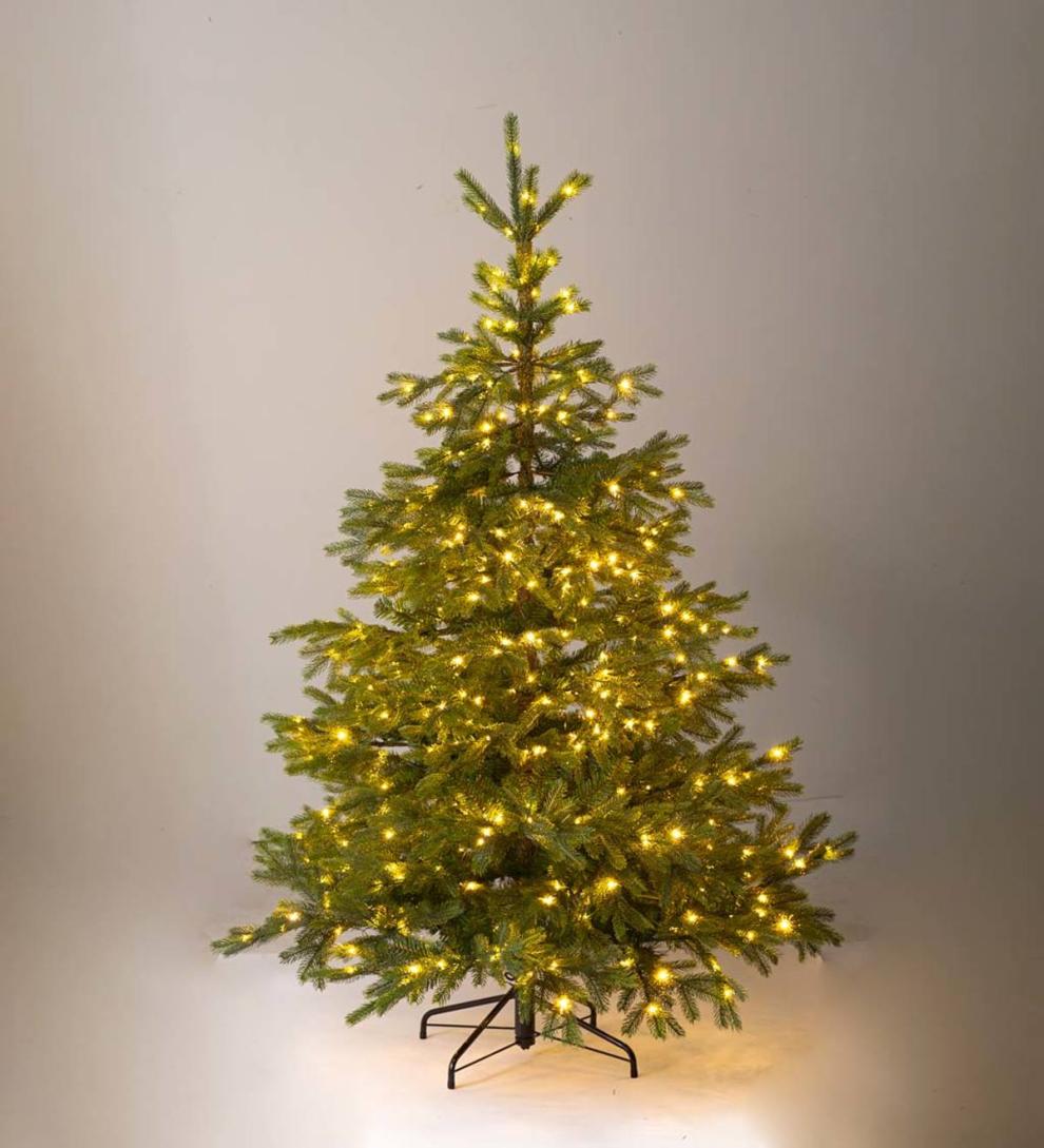 Plow &amp; Hearth Home Accents | Indoor Living Pre-Lit Arlberg Fir Christmas Tree With Eight Light Functions