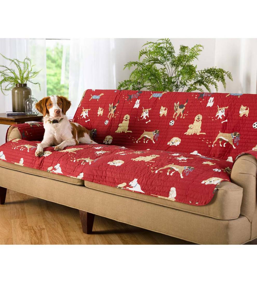 Plow &amp; Hearth Home Accents | Indoor Living Protective Pet Sofa Cover, Dog Park Design