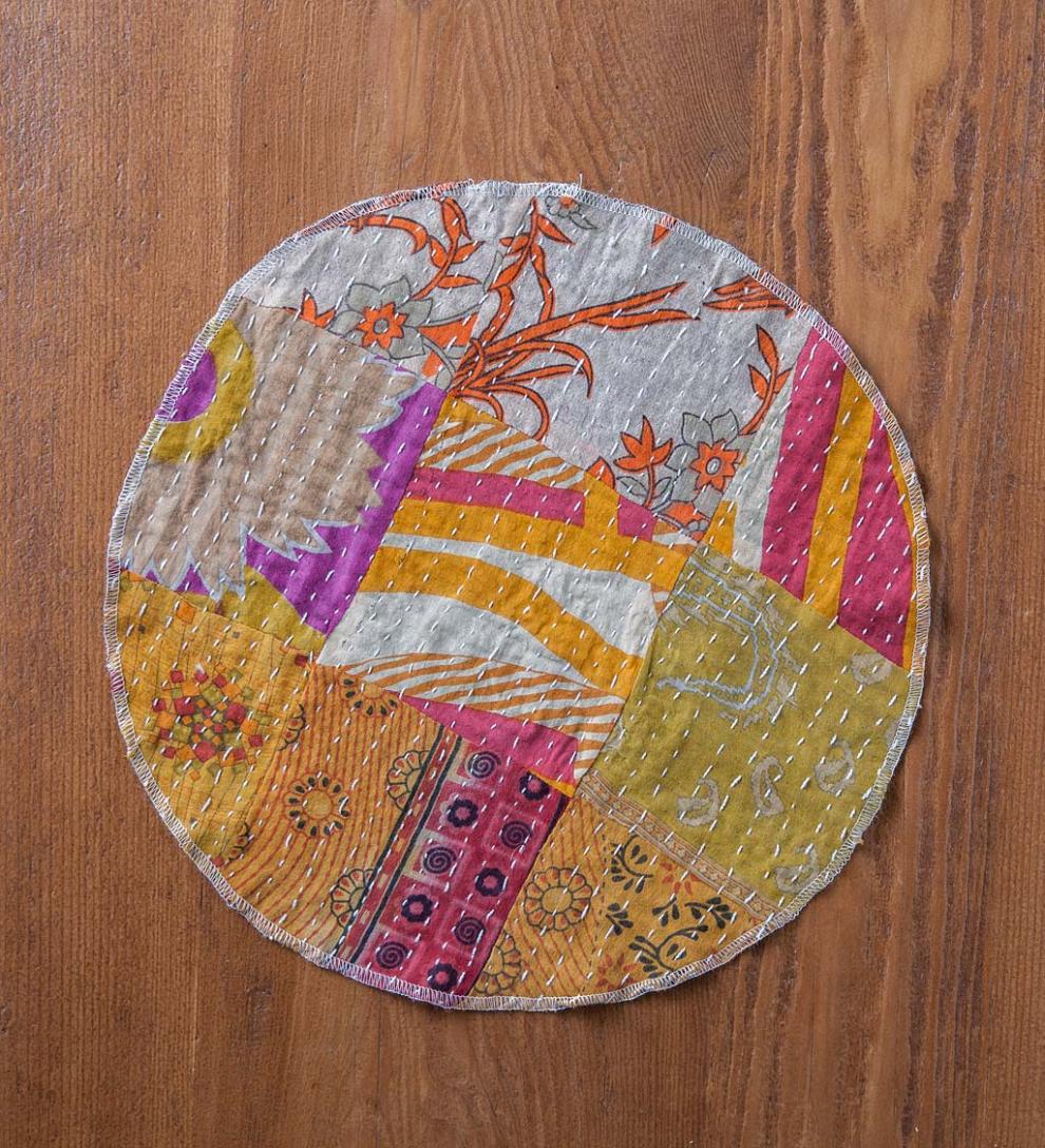 Plow &amp; Hearth Home Accents | Indoor Living Round Upcycled Kantha Placemats Set Of 6