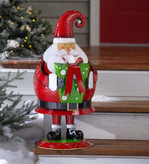 Plow &amp; Hearth Home Accents | Indoor Living Santa Indoor/Outdoor Bobble Motion Metal Christmas Accent