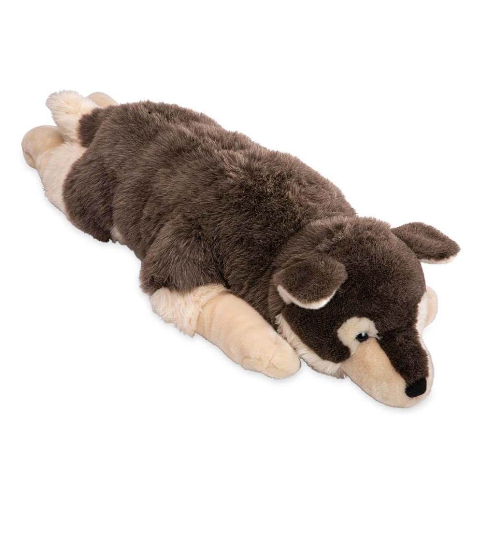 Plow &amp; Hearth Home Accents | Indoor Living Siberian Husky Plush Cuddle Animal Body Pillow