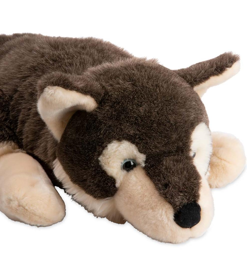 Plow &amp; Hearth Home Accents | Indoor Living Siberian Husky Plush Cuddle Animal Body Pillow