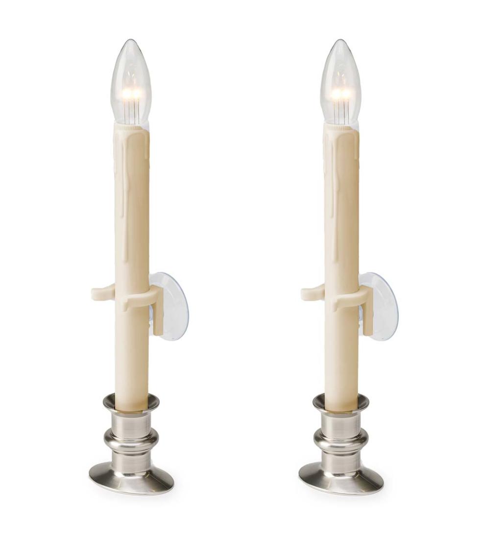 Plow &amp; Hearth Home Accents | Indoor Living Suction Cup Window Candle Set With Timer And Remote