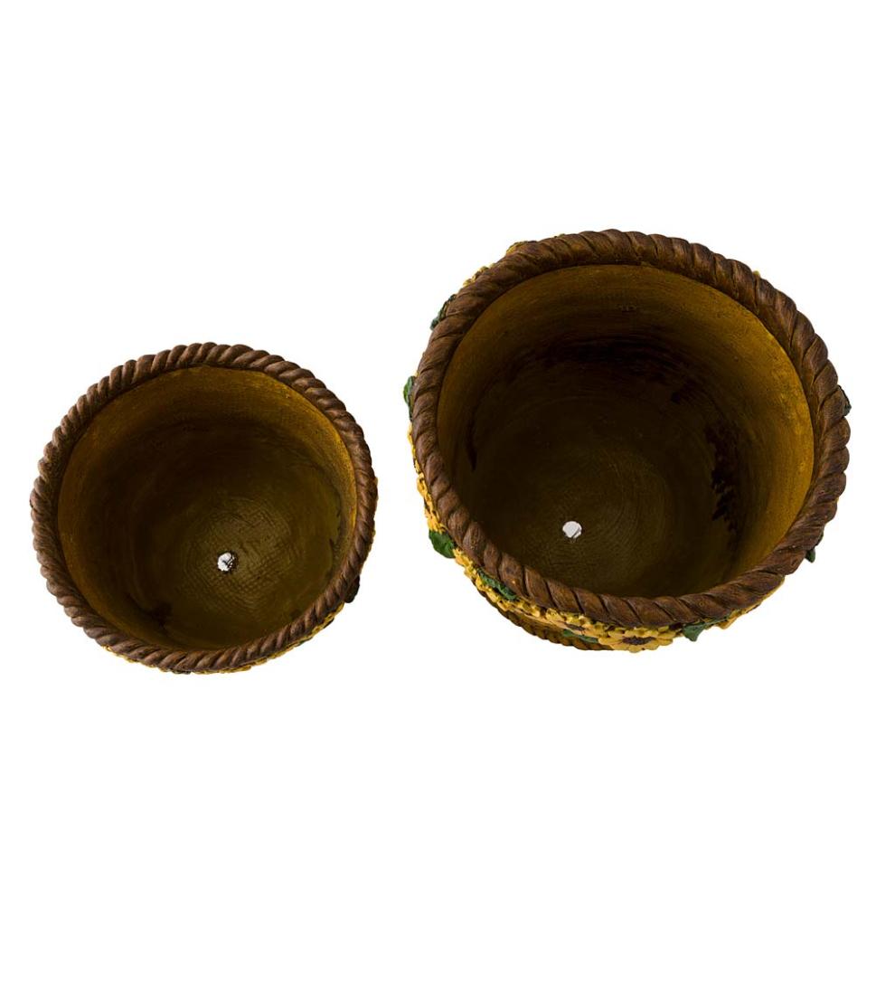 Plow &amp; Hearth Home Accents | Indoor Living Sunflower Basket Planters, Set Of 2