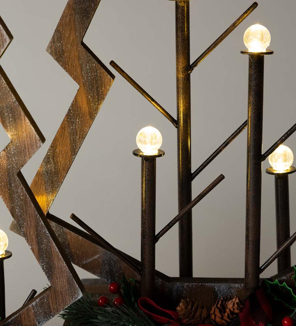 Plow &amp; Hearth Home Accents | Indoor Living Tabletop Lighted Wooden Christmas Trees, Set Of 2