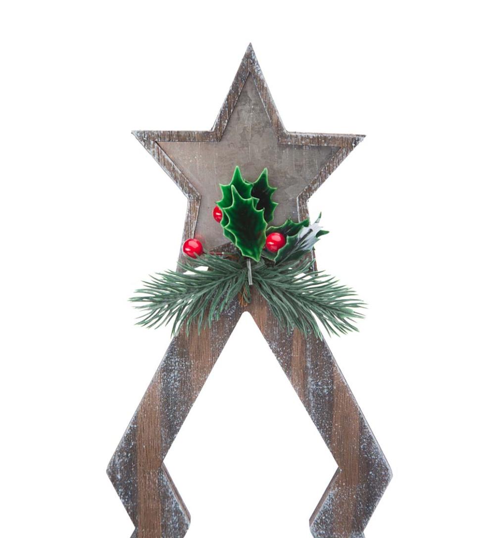 Plow &amp; Hearth Home Accents | Indoor Living Tabletop Lighted Wooden Christmas Trees, Set Of 2