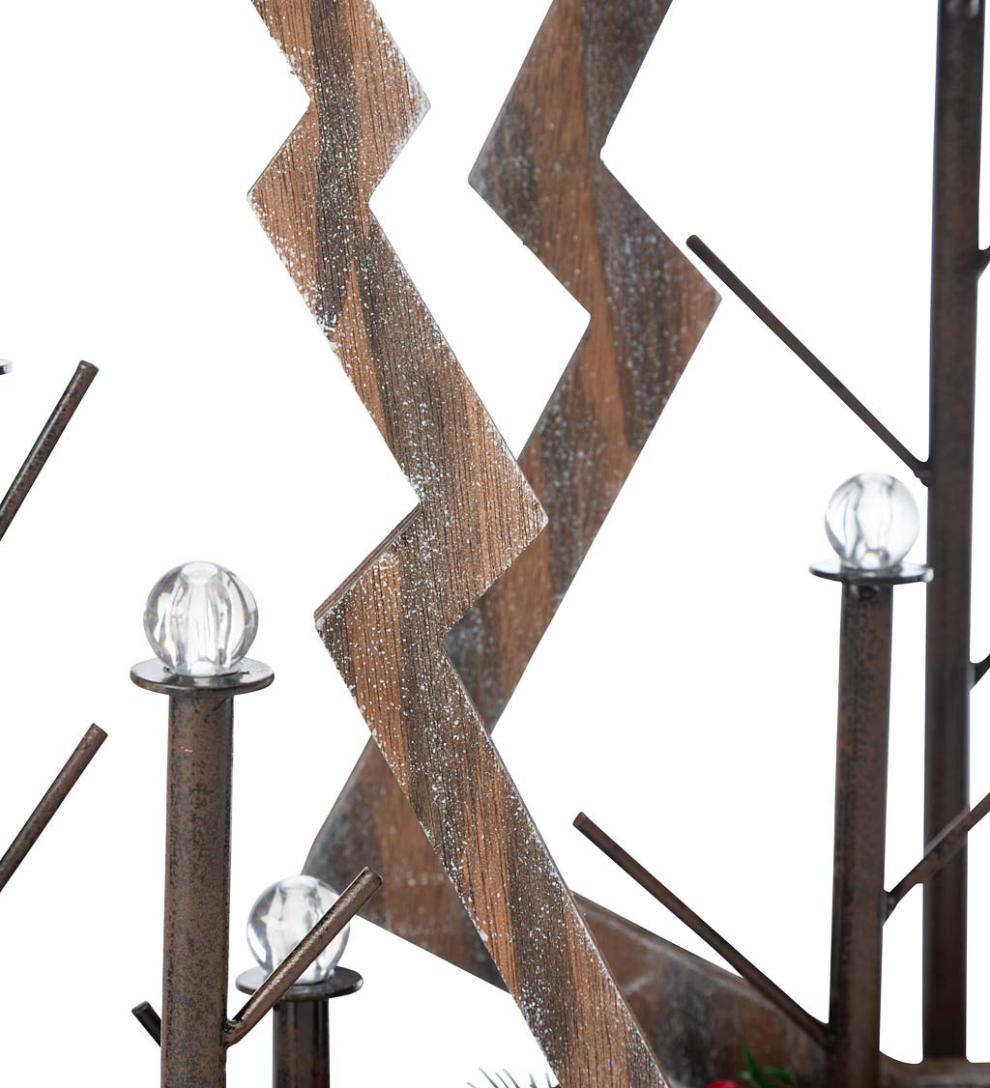 Plow &amp; Hearth Home Accents | Indoor Living Tabletop Lighted Wooden Christmas Trees, Set Of 2