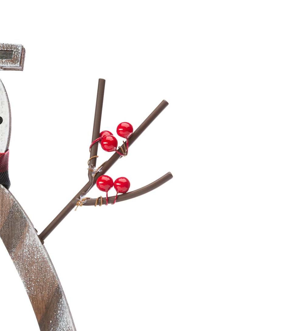 Plow &amp; Hearth Home Accents | Indoor Living Tabletop Lighted Wooden Snowmen, Set Of 2