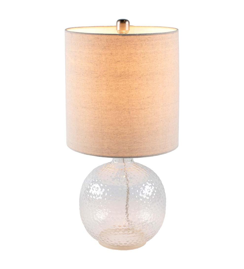 Plow &amp; Hearth Home Accents | Indoor Living Textured Bubble Glass Table Lamp With Beige Linen Shade