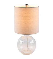 Plow &amp; Hearth Home Accents | Indoor Living Textured Bubble Glass Table Lamp With Beige Linen Shade