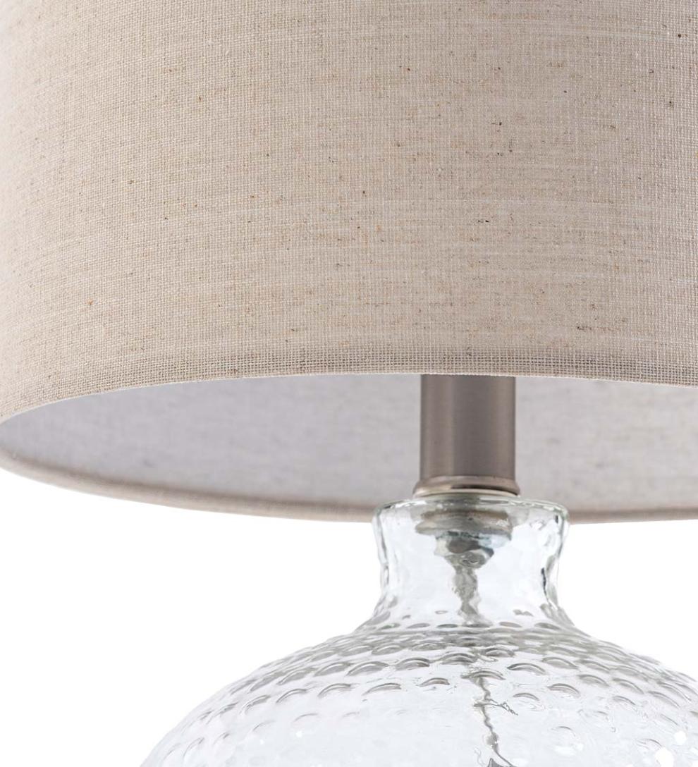 Plow &amp; Hearth Home Accents | Indoor Living Textured Bubble Glass Table Lamp With Beige Linen Shade