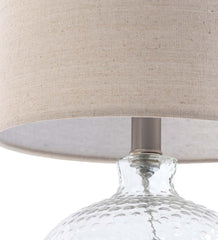 Plow &amp; Hearth Home Accents | Indoor Living Textured Bubble Glass Table Lamp With Beige Linen Shade