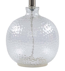 Plow &amp; Hearth Home Accents | Indoor Living Textured Bubble Glass Table Lamp With Beige Linen Shade