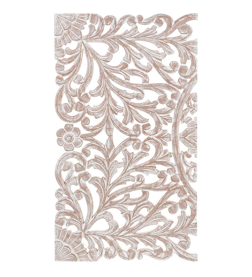 Plow &amp; Hearth Home Accents | Indoor Living Three Panel White Washed Floral Wall Art