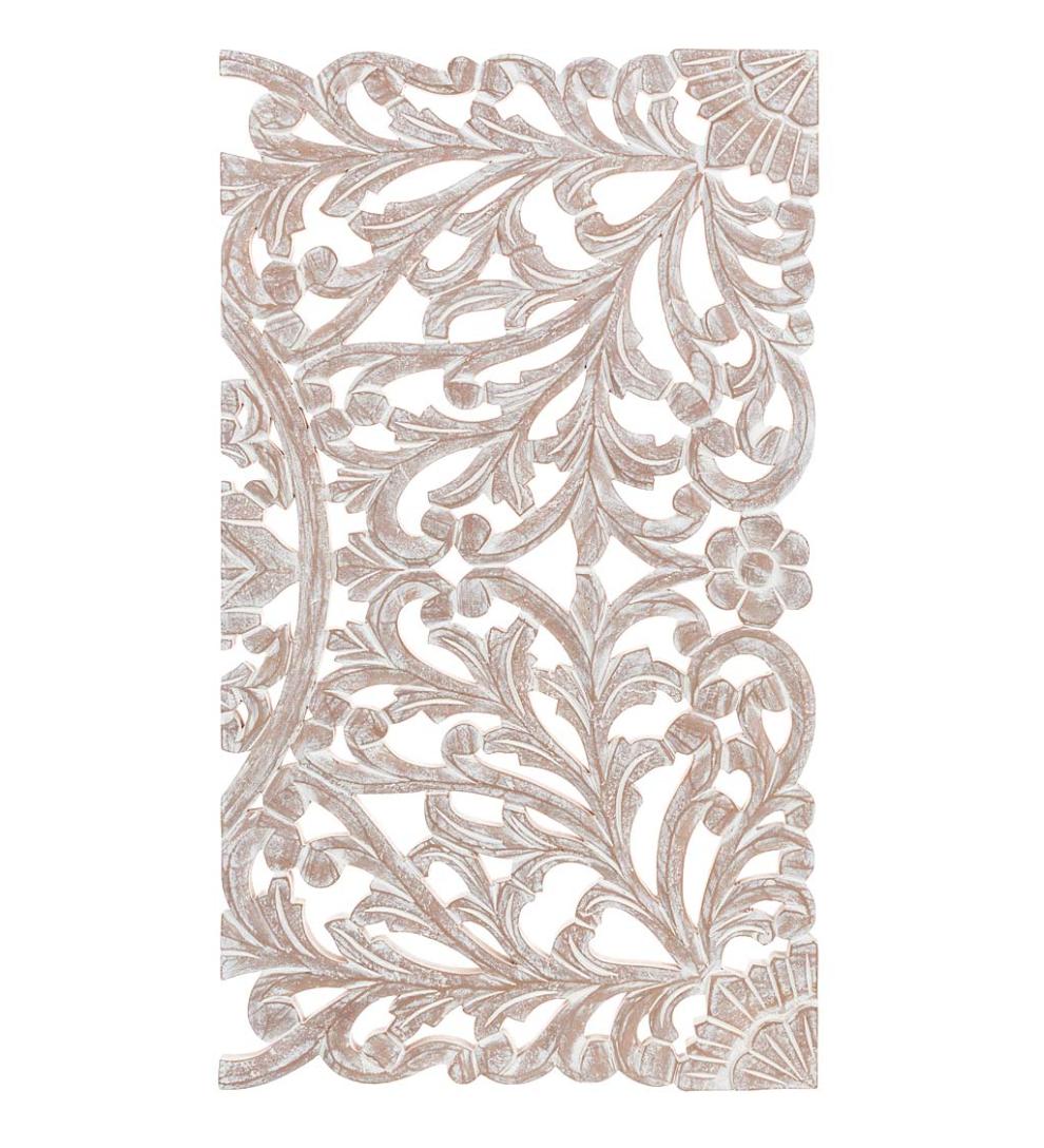 Plow &amp; Hearth Home Accents | Indoor Living Three Panel White Washed Floral Wall Art