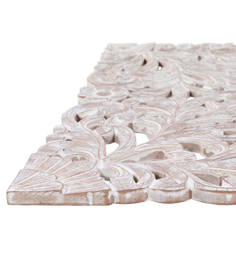 Plow &amp; Hearth Home Accents | Indoor Living Three Panel White Washed Floral Wall Art