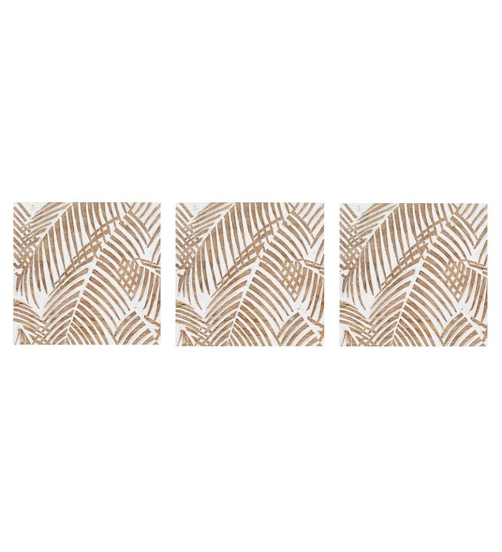 Plow &amp; Hearth Home Accents | Indoor Living Three Panel White Washed Tropical Wall Art